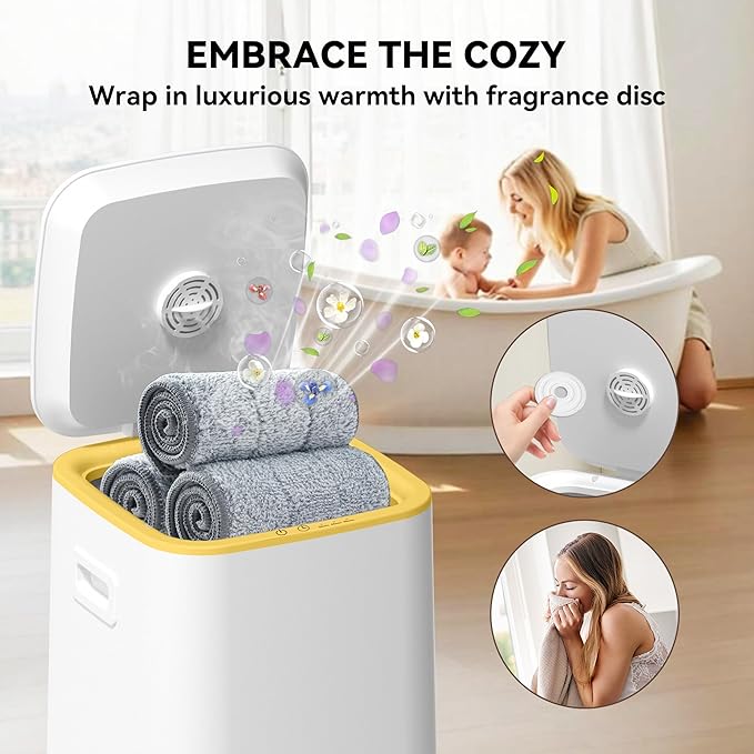 Large Towel Warmer for Bathroom, Unlimited Heating Heated Towel Warmers Bucket, Bath Blanket Warmers for SPA, Auto Shut Off, Fits Up to Two 40"X70" Oversized Towels, Bathrobes, Ideal Gifts, Yellow