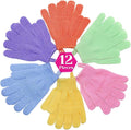 anezus Exfoliating Gloves, 6 Pairs Shower Scrub Gloves Bath Loofah Glove Exfoliating for Women to Remove Dead Skin for Body Exfoliate (6 Colors)