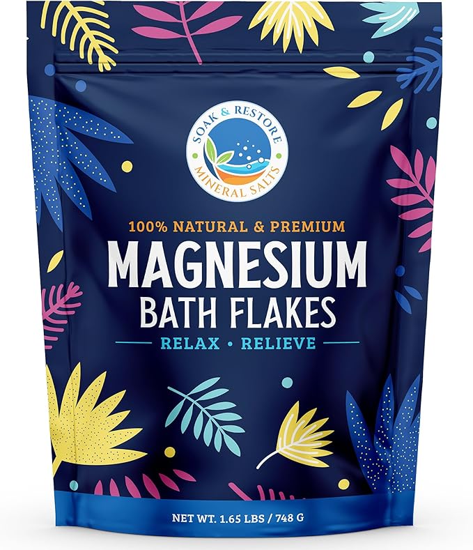 Soak & Restore Mineral Salts - Magnesium Bath Flakes – Pure Magnesium Chloride for Soaking and Whole-Body Replenishment (1.65 lbs)