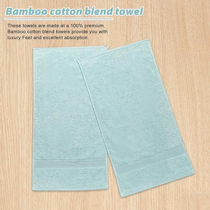 Aibaser Hand Towels-16x30inch - Lightweight and Highly Absorbent Hand Towels for Bathroom, Travel, Gym, Shower and Spa (Blue)