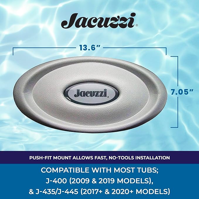 Jacuzzi J-400 Series Spa Pillow - Slide-On Hot Tub Headrest with Light Window for 2009–2019, Part #2472‑820, Replacement Spa Pillow, Head & Neck Support, Easy Slide-in Setup, Durable Comfort