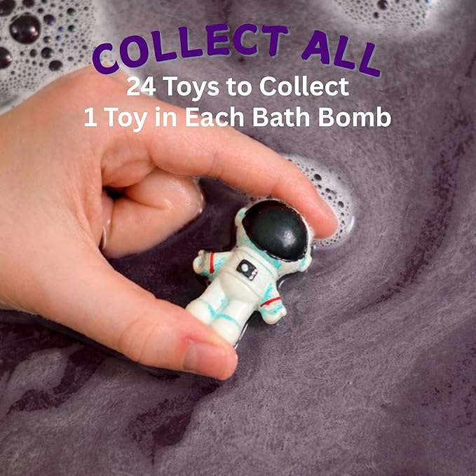 EvolutionUSA 1 Space Bath Bomb for Boys & Girls - Planet Bath Ball with Toy Hidden Inside, Organic Hypoallerganic Space Childrens Bathbomb, Cosmic Lush Bath Bomb Gift Set Birthday, Christmas, Easter
