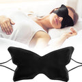 Butterfly-Shaped Silk Sleep Mask for Women - Black Ultra-Soft Light Blocking Eye Cover with Elastic Strap, Ideal for Night Sleep Travel Office Naps & Home Use