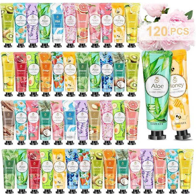 120 Pack Bulk Lotion, Teacher Appreciation Gifts, Mini Hand Cream Gift Set, Travel Size Lotion, Hand Cream for Dry Cracked Hands, Bulk Valentine's Day Gifts for Adults Women Nurse Coworkers