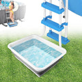 Pool Foot Bath Tray for Swimming Pool, Non- Slip Collapsible Foot Bath for Pool, Portable Foot Tub for Pool for Above Ground Pool Accessories, Rinse Feet Keep Pool Clean (Grey + White)
