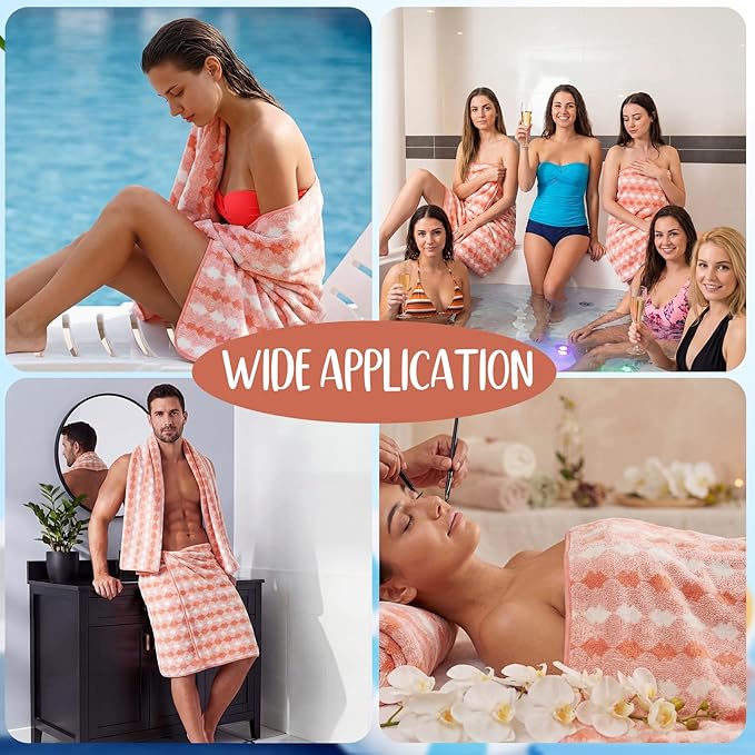 SmoothNovelty 16 Pack Microfiber Bath Towels Bulk 27'' x 60'' Oversized Size Bath Towel Highly Absorbent Extra Large Soft Drying for Beach Shower Summer Salon Sport Gym Party (Cone,Orange)