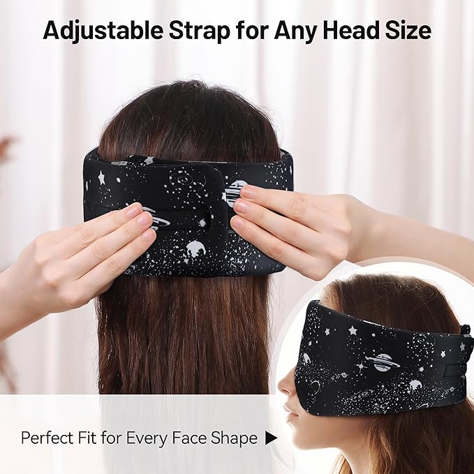 LOVE EYE Dual Side Sleep Mask,Ice Silk Eye Sleeping Mask & Blindfold with Adjustable Strap,Warm and Cool Side Total Blackout Eye Covers for Women Men Sleep Travel Nap