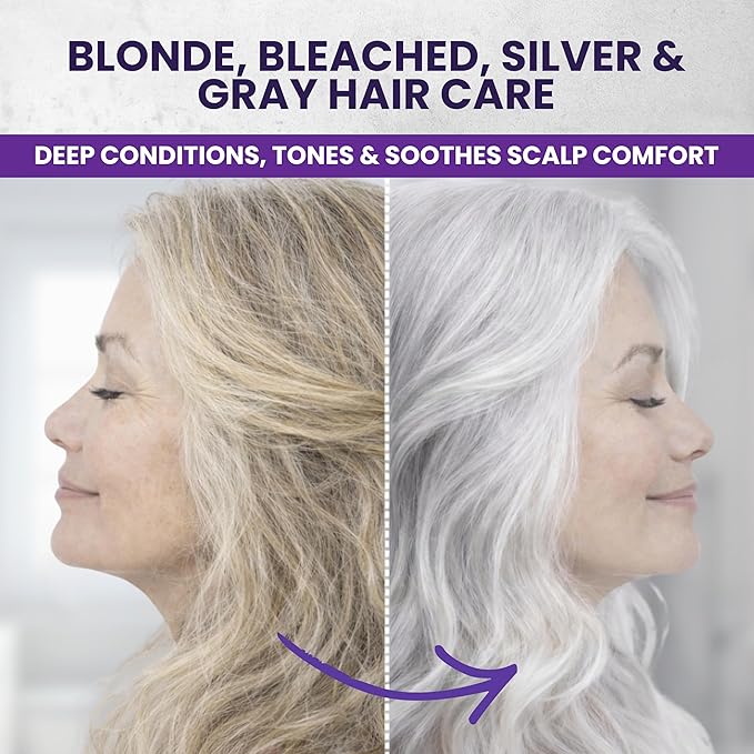 KESMEDIK Tea Tree Purple Hair Mask Toner with Argan Oil, Deep Conditioner for Dry Damaged Bleached, Blonde Silver White & Gray Hair Toner, Itchy Scalp Relief, Removes Brassy & Yellow Tones | Hydrating Hair Mask, Deep Conditioner, Hair Brightening, Gray...