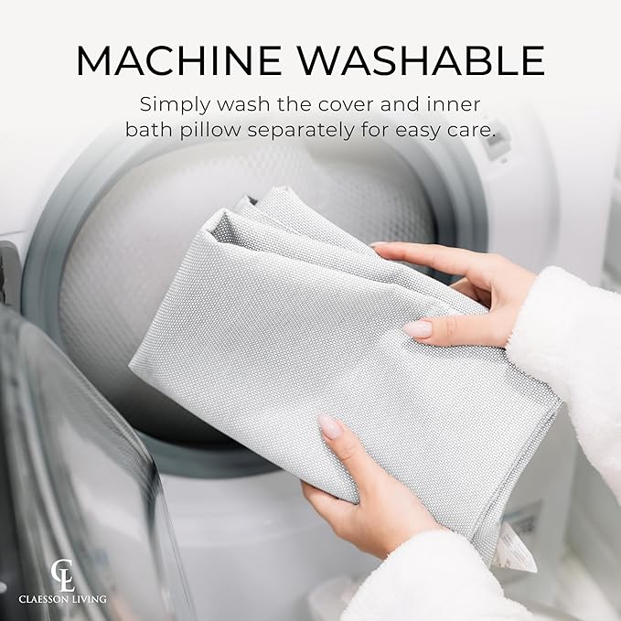 Luxury Bath Pillow for Tub - Thick and Comfortable Bathtub Pillow Support for Head and Neck and Back - Washable Quick-Drying Bath Pillows - Bath Cushion for Home Spa - Fits Any Bathtub - White