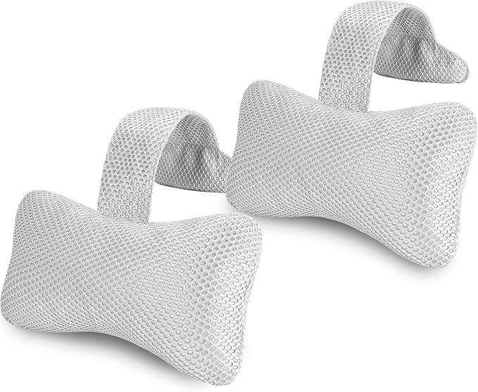 Hot Tub Pillow (2-Pack)，Bath Pillow for Headrest，Universal Spa Pillow Height Adjustable Chaise Lounge Pillow for Bathtub（Grey）