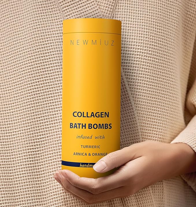Collagen Bath Bombs Luxurious Bath Foam Gift for Dry Skin Hydration Moisturizing Turmeric Arnica Orange Essential Oil Infused for A Blissful Experience