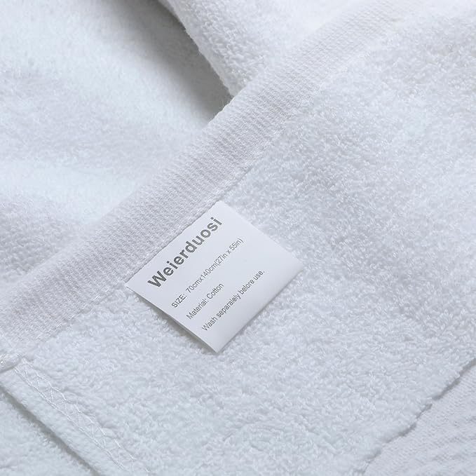 Cotton Bath Towels Set, 2-Piece Set(27x55 Inches) Super Absorbent Quick Drying, Soft,Suitable for Bathroom, spas, Gyms,Gift (Sky Blue,White)