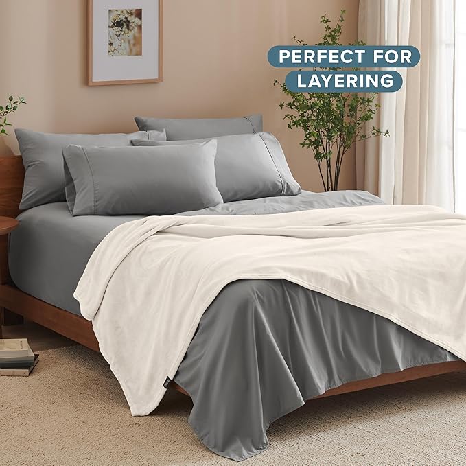 Bare Home Fleece Blanket - Twin/Twin Extra Long - Ultra-Soft Lightweight for Bed, Sofa, and Couch - Luxury Microplush - Cozy Warm Blanket (Twin/Twin XL, Vanilla)