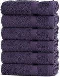 Chakir Turkish Linens 100% Cotton Premium Turkish Towels for Bathroom | 13'' x 13'' (6-Piece Washcloth, Plum)