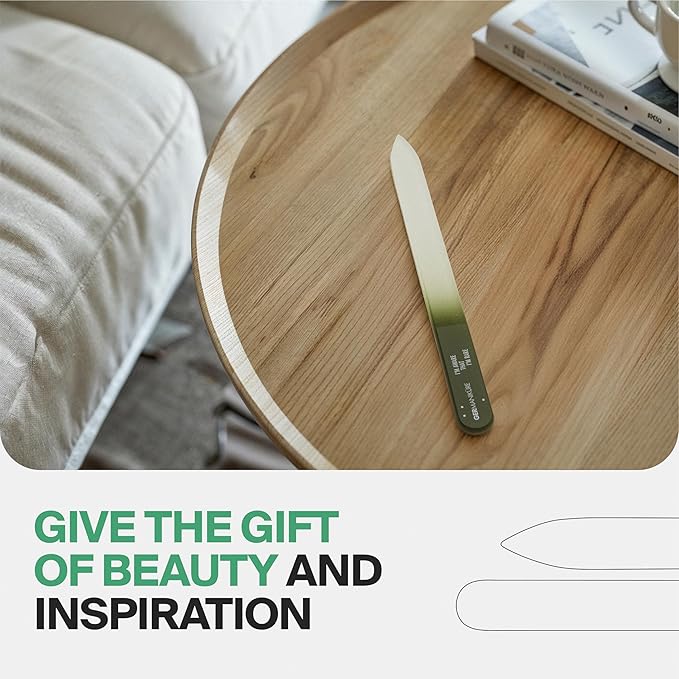 GERMANIKURE Glass Nail File in Suede Sleeve - Be Still and Listen - Professional Crystal Nail File for Natural Nails - Ideal Manicure & Pedicure Tool for Smooth, Easy Shaping - Nail Care Gift