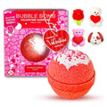 Valentines Bath Bombs for Kids with Surprise Heart Squishy Toys Inside (1 Pack) - Bubble Bath, USA Made, Kids Safe Ingredients, Fruity Scents, Valentines Day Gifts for Kids & Women by Two Sisters
