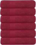 KAHAF COLLECTION 6 Pack Bath Towels Set (27 x 54 Inches) 100% Ring Spun Cotton, Lightweight, Quick Dry, Highly Absorbent Towels (Burgundy, (27x54) Inches)