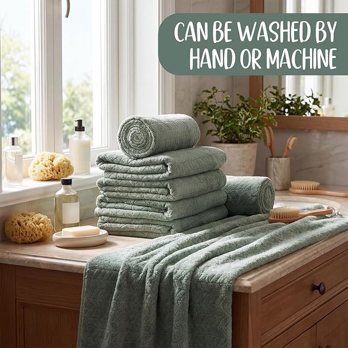 SmoothNovelty 16 Pack Microfiber Bath Towels Bulk 27'' x 60'' Oversized Size Bath Towel Highly Absorbent Extra Large Soft Drying for Beach Shower Summer Salon Sport Gym Party (Wheat,Green)