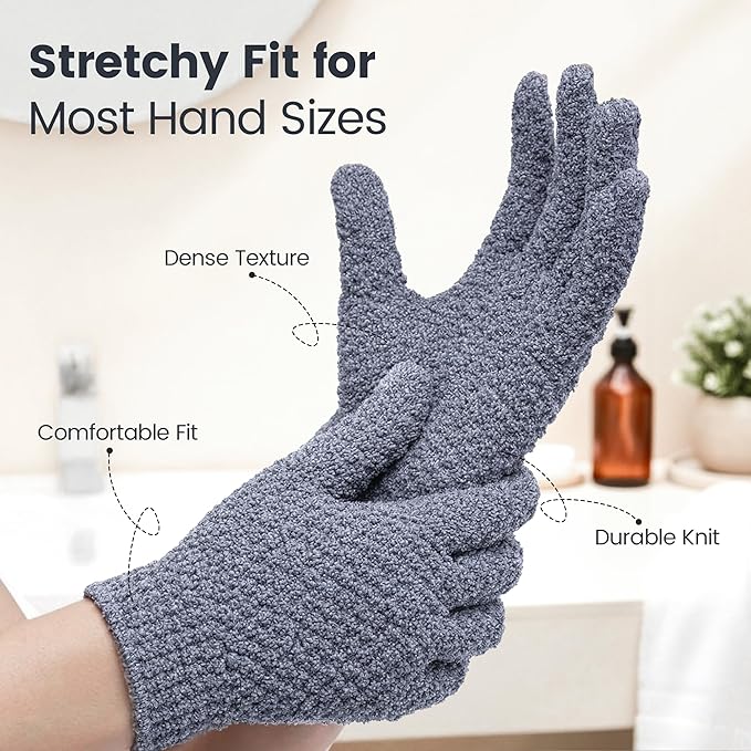 Yiclick Heavy Exfoliating Gloves 4Pcs, Exfoliating Mitts, Body Scrubber for Bath Shower Exfoliation, Body Scrub Exfoliator for Dead Skin Remover, Exfoliate Sponge Loofah Washcloth Men Women
