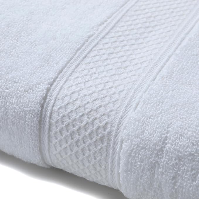 Cotton Bath Towels Set, 2-Piece Set(27x55 Inches) Super Absorbent Quick Drying, Soft,Suitable for Bathroom, spas, Gyms,Gift(White,Watermelon Red)