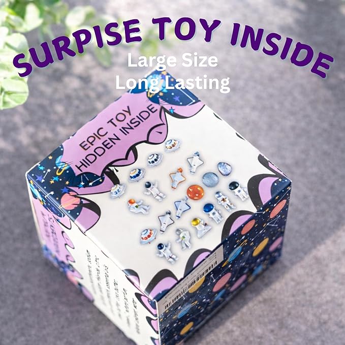 EvolutionUSA 1 Space Bath Bomb for Boys & Girls - Planet Bath Ball with Toy Hidden Inside, Organic Hypoallerganic Space Childrens Bathbomb, Cosmic Lush Bath Bomb Gift Set Birthday, Christmas, Easter