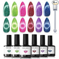 modelones Cat Eye Gel Nail Polish, 6 Colors Glitter Summer Red Pink Purple Green Blue Gel Polish Set with Magnet Sparkle Nail Gel Polish Kit Soak Off Led Nail Art Manicure Salon DIY Gifts