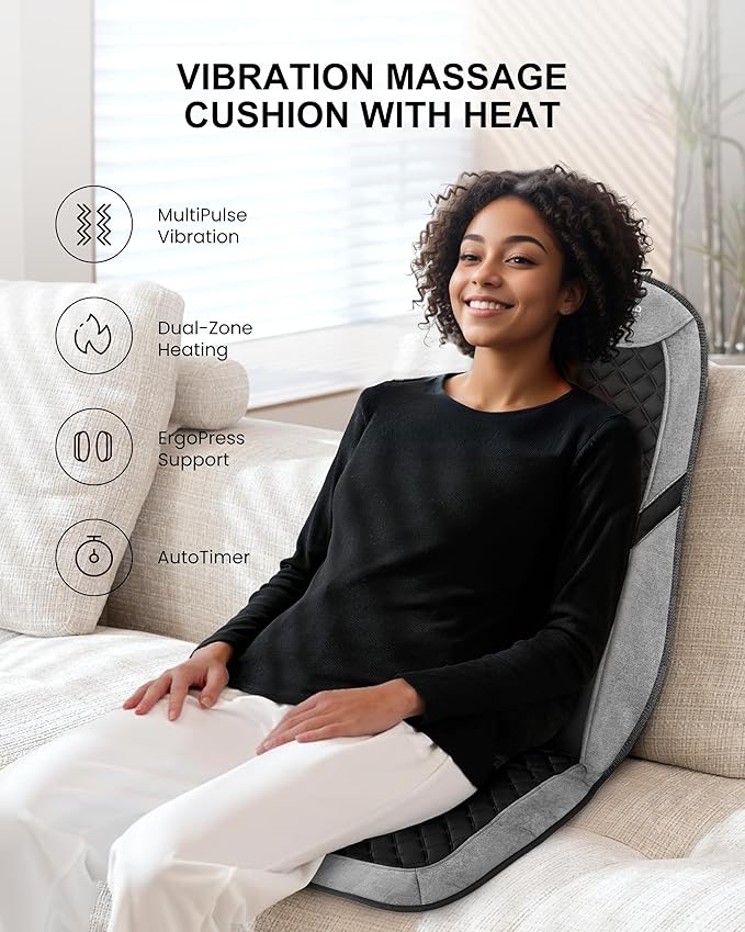 COMFIER Back Massager with Heat,Massage Chair Pad,Massage Seat Cushion with Adjustable Lumbar Support,Back Massage for Pain Relief,Chair Massager for Recliner,Mother‘s Day Gifts for Mom