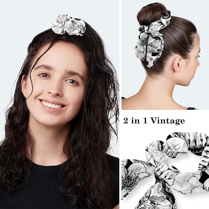Ethnic Aztec Pattern Adjustable Scrub Cap Hat with Button, Working Hat Sweatband with Bow Hair Scrunchy for Woman