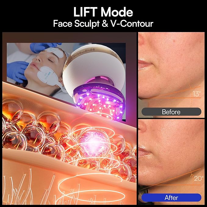 INIA SPHERA Upgraded 8-in-1 Microcurrent Facial Device for Face & Neck – Red Light, Thermal & Cooling Beauty Tool, 5 Custom Modes, At-Home Skin Stimulation & Glow Care Skincare Tool