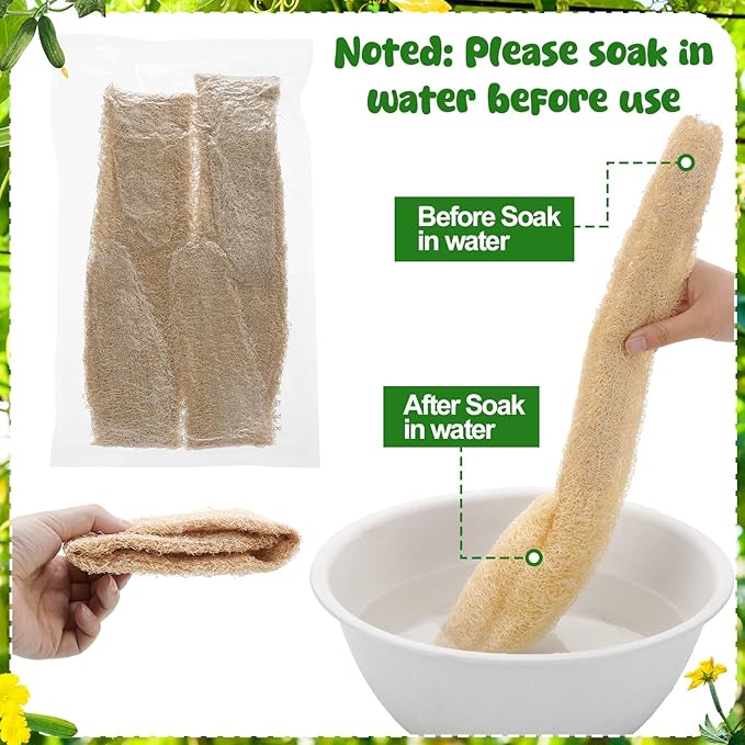 15.7-19.7 inches Natural Loofah Sponges Pack of 4 for Kitchen Dishes Body Scrubber
