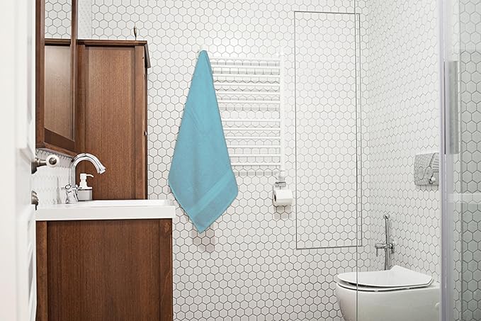Medium Bath Towels Pack of 6 – 24x48 Inches – Soft, Quick Dry & Highly Absorbent – 100% Cotton Towels for Bathroom, Spa, Gym & Hotel – Aqua Blue
