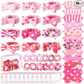 Kajaia 48 Pcs Spa Party Supplies for Girls Spa Party Favor Sleepover Slumber Supplies for Women Headband Eye Mask Hair Scrunchies Toiletry Bag(Pink,Lovely)