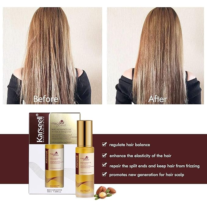 Karseell Collagen Hair Treatment Deep Repair Conditioning All Hair Types 16.90 oz 500ml + Argan Oil Hair Serum for Dry Damaged Hair 50ml