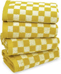 Jacquotha 4 Pcs Hand Towels for Bathroom Checkered, Cotton Soft Absorbent Cute Checkered Bathroom Towel, Fall Decor, 13 x 29 Inches