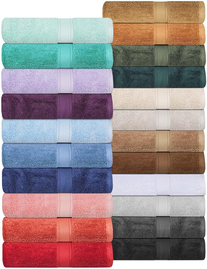 SUPERIOR Egyptian Cotton Pile 6 Piece Towel Set, Includes 2 Bath, 2 Hand, 2 Face Towels/Washcloths, Ultra Soft Luxury Towels, Thick Plush Essentials, Guest Bath, Spa, Hotel Bathroom, Coral