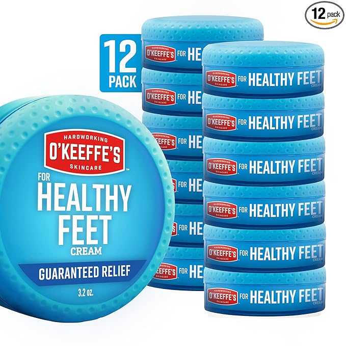 O'Keeffe's for Healthy Feet Foot Cream - 3.2 oz Jar (12 Pack) - Guaranteed Relief for Extremely Cracked, Dry Feet, Repairing Skincare, Instantly Boosts and Retains Moisture Levels