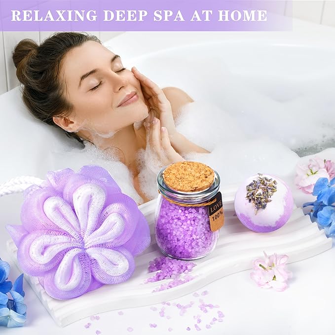 Gifts for Women, Birthday Gifts for Women, Sister, Wife, Teacher, 9pcs Lavender Care Package Gifts Set, Get Well Soon Gifts for Woman, Thinking of You Gift ,Christmas Gift Sets for Her