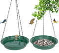 VUWEZ Hanging Bird Feeder & BirdBath for Outdoors, Wild Bird Feeders Tray, Hanging Birdbaths Trays for Outside, Cardinal, Blue Jay, Crow, Birdfeeders Outside (12", 1 Pcs with Hole & 1 Pcs No Hole)