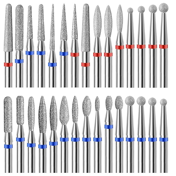 30Pcs Pedicure Care Diamond Nail Drill Bits, Professional Safety Cuticle Nail Drill Bits Tool for Electric Manicure & Pedicure Good Quality Moderate Size