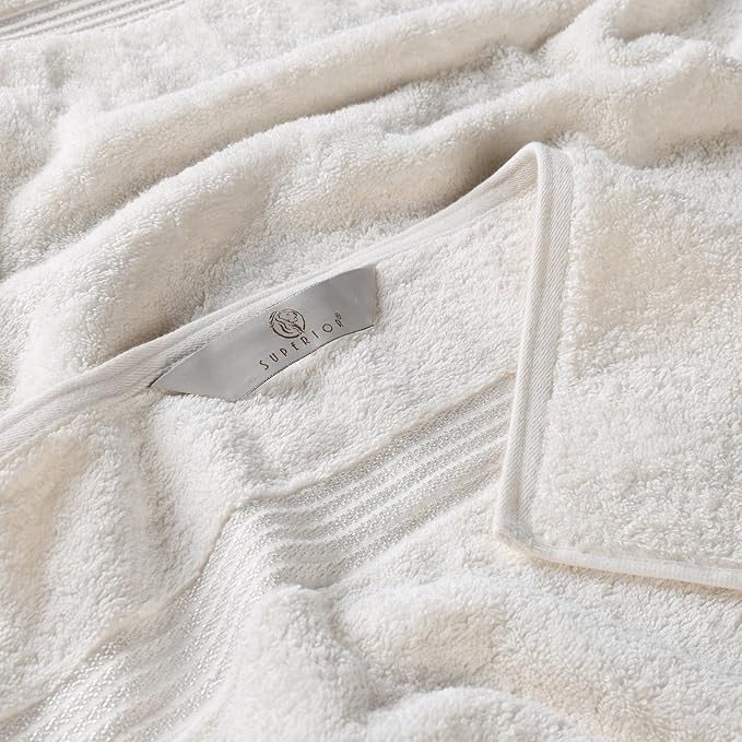 Superior Egyptian Cotton 8-Piece Towel Set, Assorted Towels for Home Bathroom, Guest Bath Decor Essentials, Includes 2 Bath, 4 Hand, 2 Face Towels/Washcloths, Quick Dry, Absorbent, Ivory
