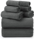 REDKISS Charcoal Gray Bath Towels Set 8 Piece - Microfiber Bathroom Towels of 8 Large, Highly Absorbent Bath Towel, Soft Shower Towel for Bathroom, 2 Bath Sheet 2 Hand 2 Washcloths 2 Hair Towel Wrap