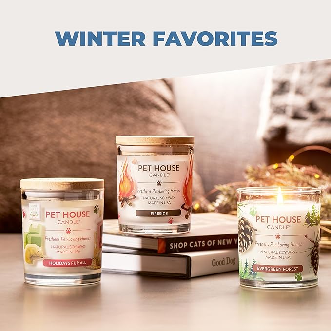 One Fur All Pet House Candle 2 Pack - Plant-Based/Soy - Clean Burning Scented, Long Lasting Pet Odor Candle for Home - Ruby Red Grape Fruit, Fresh Citrus