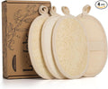 SAMEBUTECO 4 Pack Natural Loofah Exfoliating Body Scrubber Pads,Large Size 6.3x4.3 Inch Shower Loofah Sponges with Elastic Strap & Hanging Loop, Bath Scrubber for Adults