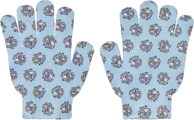 Keith Haring Bath & Shower Exfoliating Spa Gloves – Reusable Exfoliating Body Scrubber & Gentle Exfoliating Glove Set for Smooth Skin (Super Fresh)