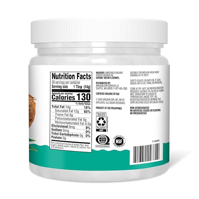 Amazon Grocery, Organic Virgin Coconut Oil, 30 Fl Oz