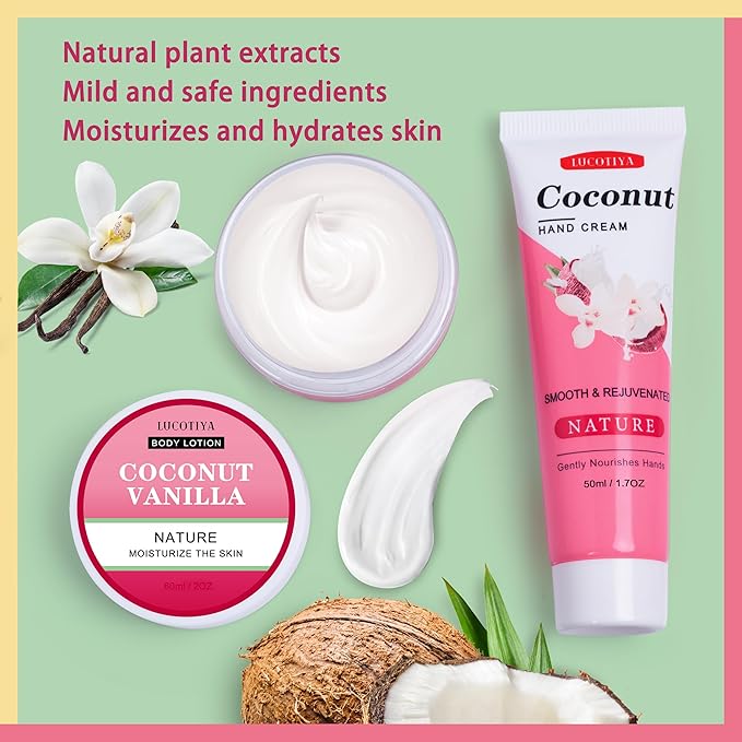 Gifts for Women,Birthday Gifts Friendship Gifts for Women,Travel Size Coconut Vanilla Spa Gifts for Her Mom Sister Friends,Unique Gift Set Ideas for Woman