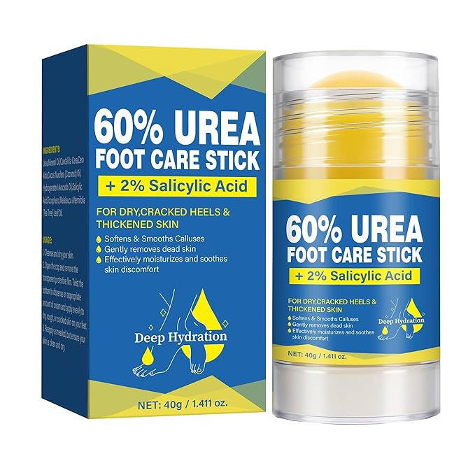 60% Urea Stick with 2% Salicylic Acid, Maximum Strength Callus Remover & Cracked Heel Repair Balm, Non-Greasy Foot Moisturizer for Dry Skin, 1.41 Oz (1pcs)