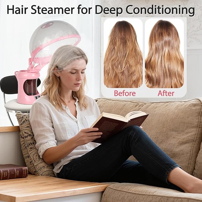Hair Steamer,2-in-1 Hair and Facial Steamer for Deep Conditioning and Deep Cleaning Suitable for Family Use or Small Salon Shops