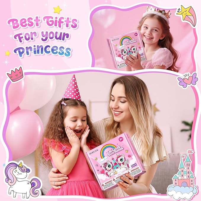 Unicorn Bath Bombs with Surprise Toys Inside, Birthday Mothers Day Gifts for Girls, 9 Packs Bubble Bath Bomb for Kids Girls Daughter Granddaughter (36+ Months)
