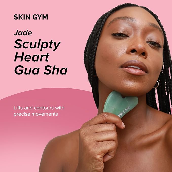 SKIN GYM Jade Sculpty Heart Gua Sha Tool, Heart-Shaped Facial Massage Tool for Sculpting and Relaxation
